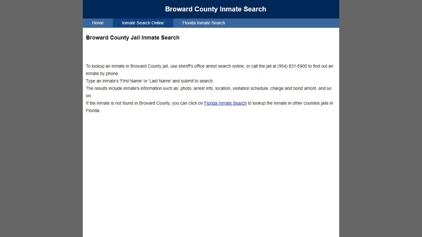 Broward County Jail Inmate Search